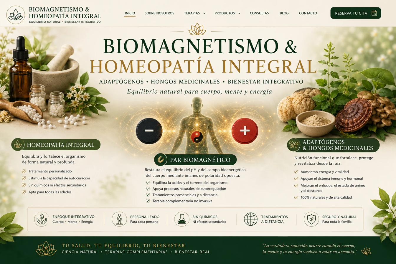 Portada conjunta de homeopatía, biomagnetismo y adaptógenos